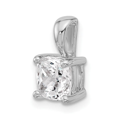 14k White Gold 1 1/2 carat Lab Grown Diamond VS+ F+ Cushion Complete Four Prong Pendant