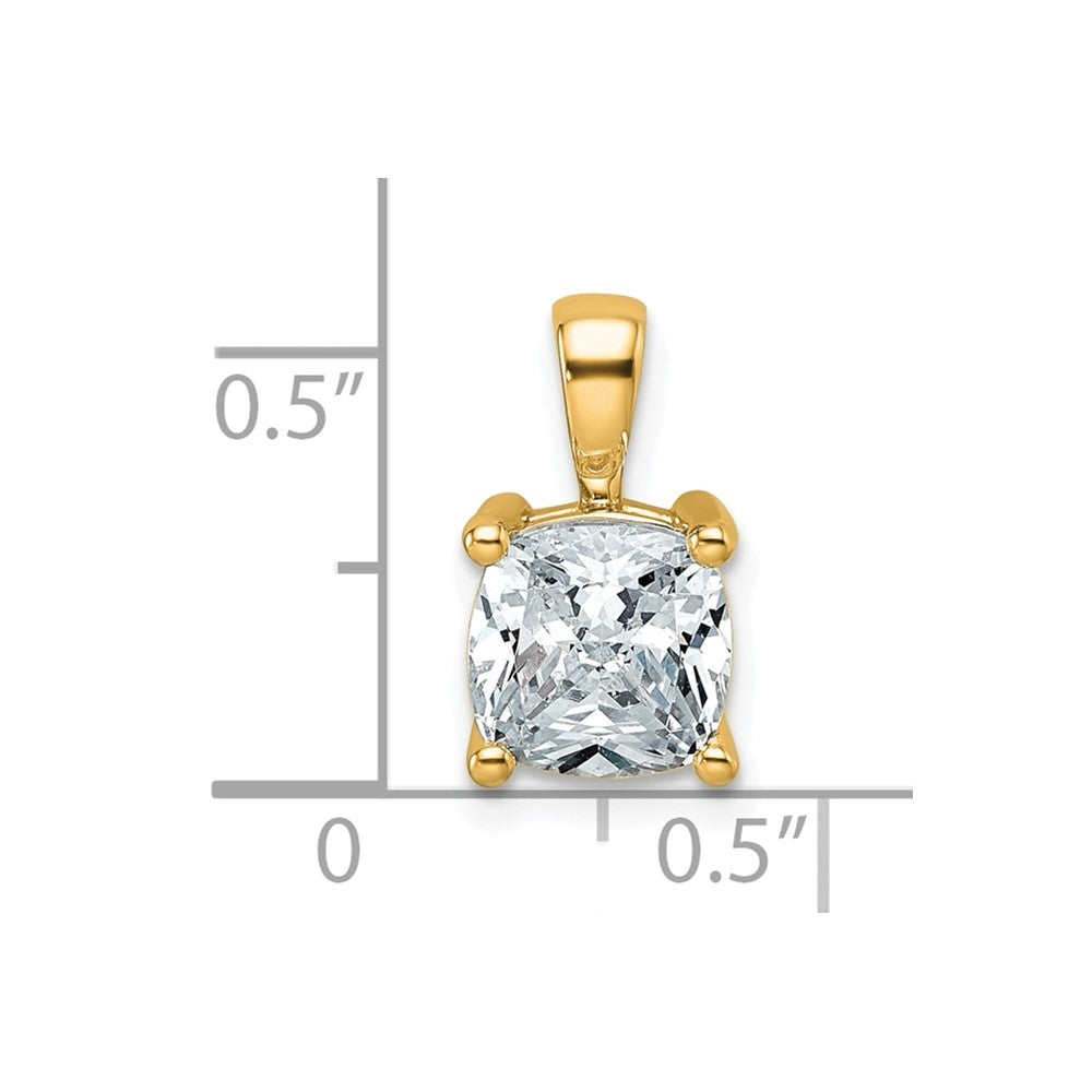 14k 2 carat Lab Grown Diamond VS/SI+ G+ Cushion Complete Four Prong Pendant