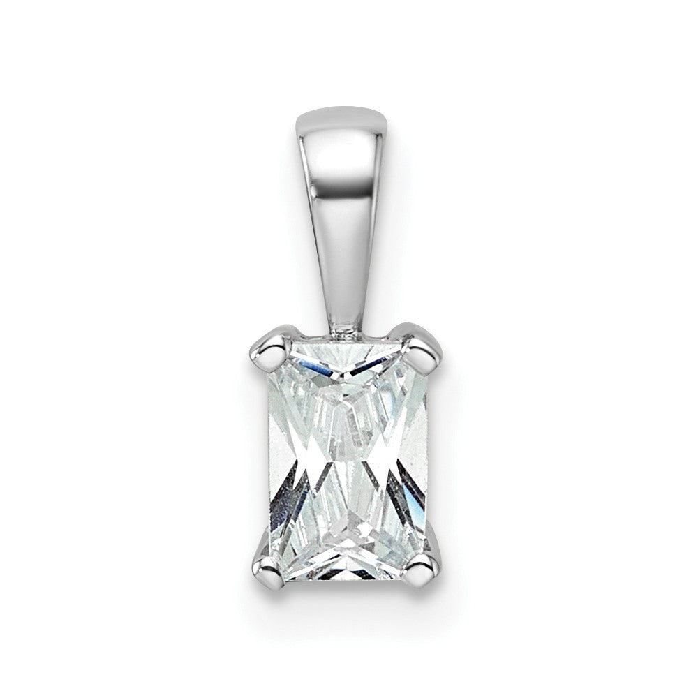 14k White Gold 1/2 carat Lab Grown Diamond VS/SI+ G+ Radiant Complete Four Prong Pendant