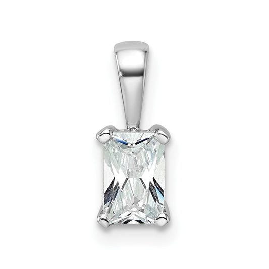14k White Gold 1/2 carat Lab Grown Diamond VS/SI+ G+ Radiant Complete Four Prong Pendant
