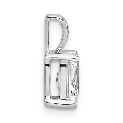 14k White Gold 1 carat Lab Grown Diamond VS+ F+ Radiant Complete Four Prong Pendant