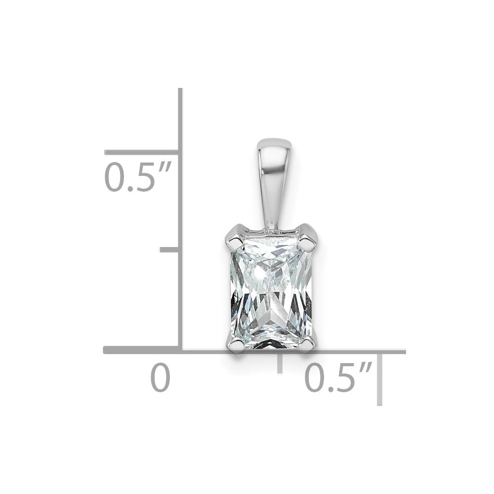 14k White Gold 1 carat Lab Grown Diamond VS/SI+ G+ Radiant Complete Four Prong Pendant
