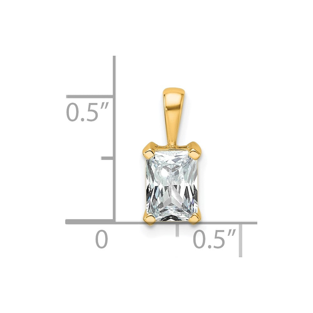 14k 1 carat Lab Grown Diamond VS/SI+ G+ Radiant Complete Four Prong Pendant