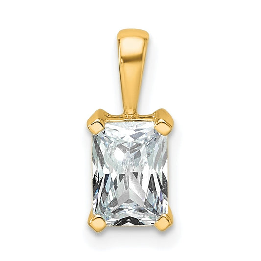 14k 1 carat Lab Grown Diamond VS/SI+ G+ Radiant Complete Four Prong Pendant