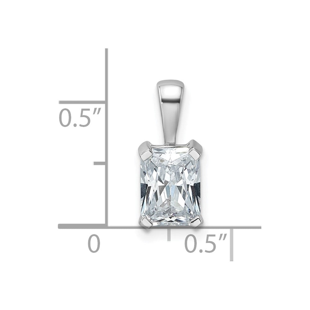14k White Gold 1 1/2 carat Lab Grown Diamond VS/SI+ G+ Radiant Complete Four Prong Pendant