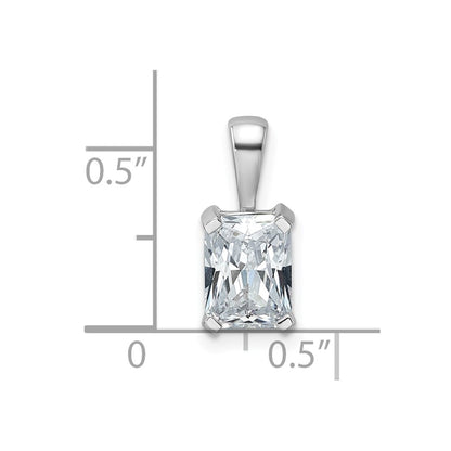 14k White Gold 1 1/2 carat Lab Grown Diamond VS/SI+ G+ Radiant Complete Four Prong Pendant