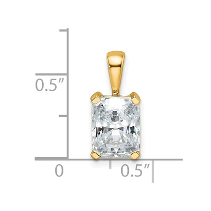 14k 2 carat Lab Grown Diamond VS/SI+ G+ Radiant Complete Four Prong Pendant