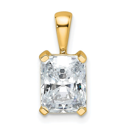 14k 2 carat Lab Grown Diamond VS/SI+ G+ Radiant Complete Four Prong Pendant