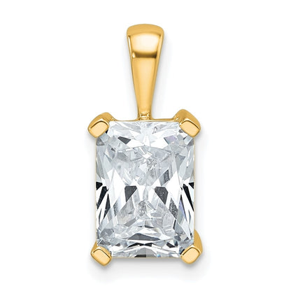 14k 2 1/2 carat Lab Grown Diamond VS+ F+ Radiant Complete Four Prong Pendant
