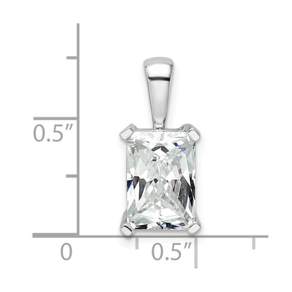 14k White Gold 3 carat Lab Grown Diamond VS/SI+ G+ Radiant Complete Four Prong Pendant