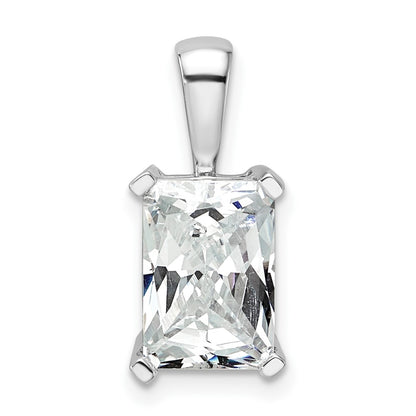 14k White Gold 3 carat Lab Grown Diamond VS/SI+ G+ Radiant Complete Four Prong Pendant