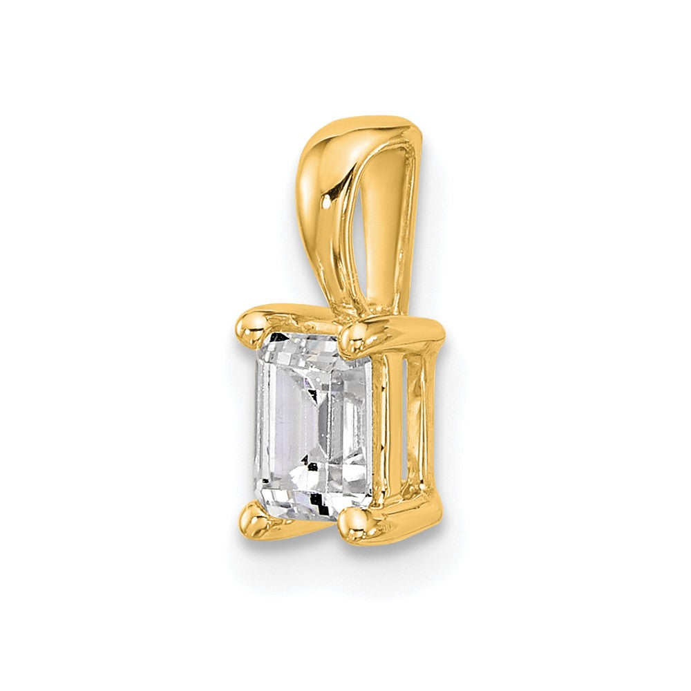 14k 1/2 carat Lab Grown Diamond VS/SI+ G+ Emerald Complete Four Prong Pendant