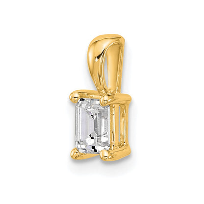 14k 1/2 carat Lab Grown Diamond VS/SI+ G+ Emerald Complete Four Prong Pendant