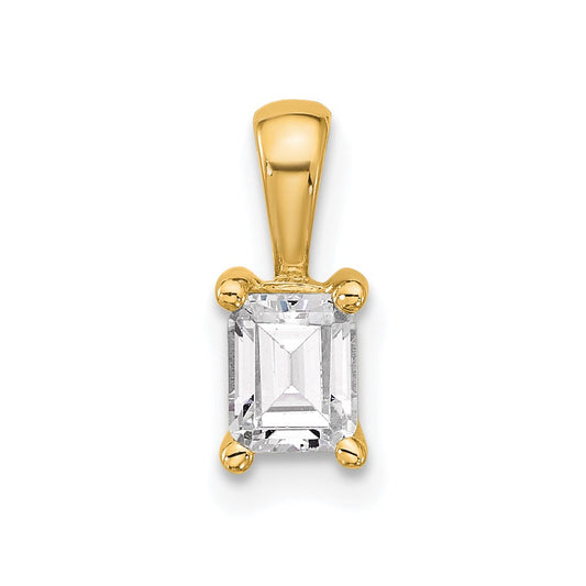 14k 1/2 carat Lab Grown Diamond VS/SI+ G+ Emerald Complete Four Prong Pendant