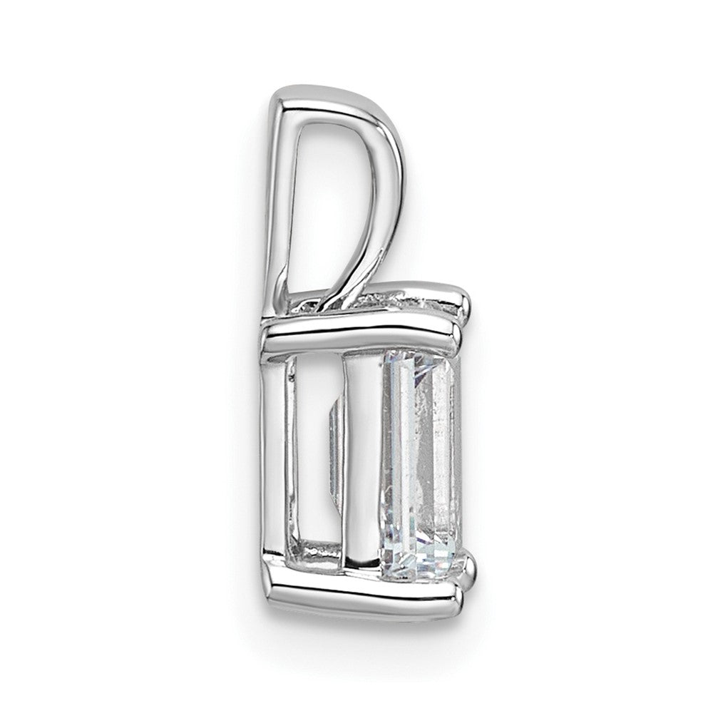14k White Gold 1 carat Lab Grown Diamond VS+ F+ Emerald Complete Four Prong Pendant