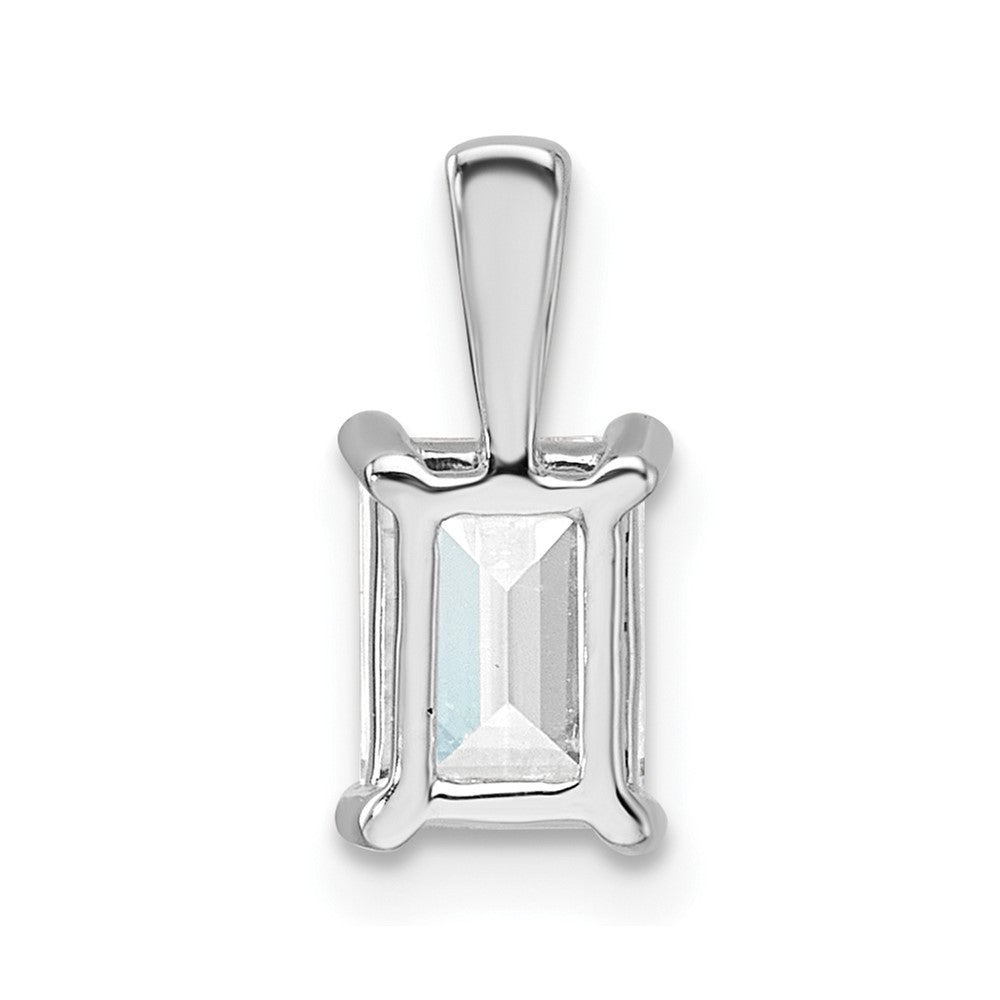 14k White Gold 1 carat Lab Grown Diamond VS+ F+ Emerald Complete Four Prong Pendant