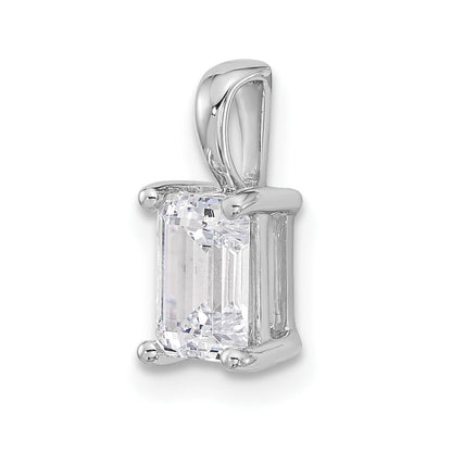 14k White Gold 1 carat Lab Grown Diamond VS+ F+ Emerald Complete Four Prong Pendant