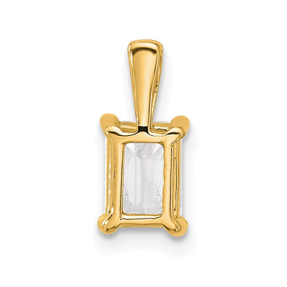 14k 1 carat Lab Grown Diamond VS/SI+ G+ Emerald Complete Four Prong Pendant