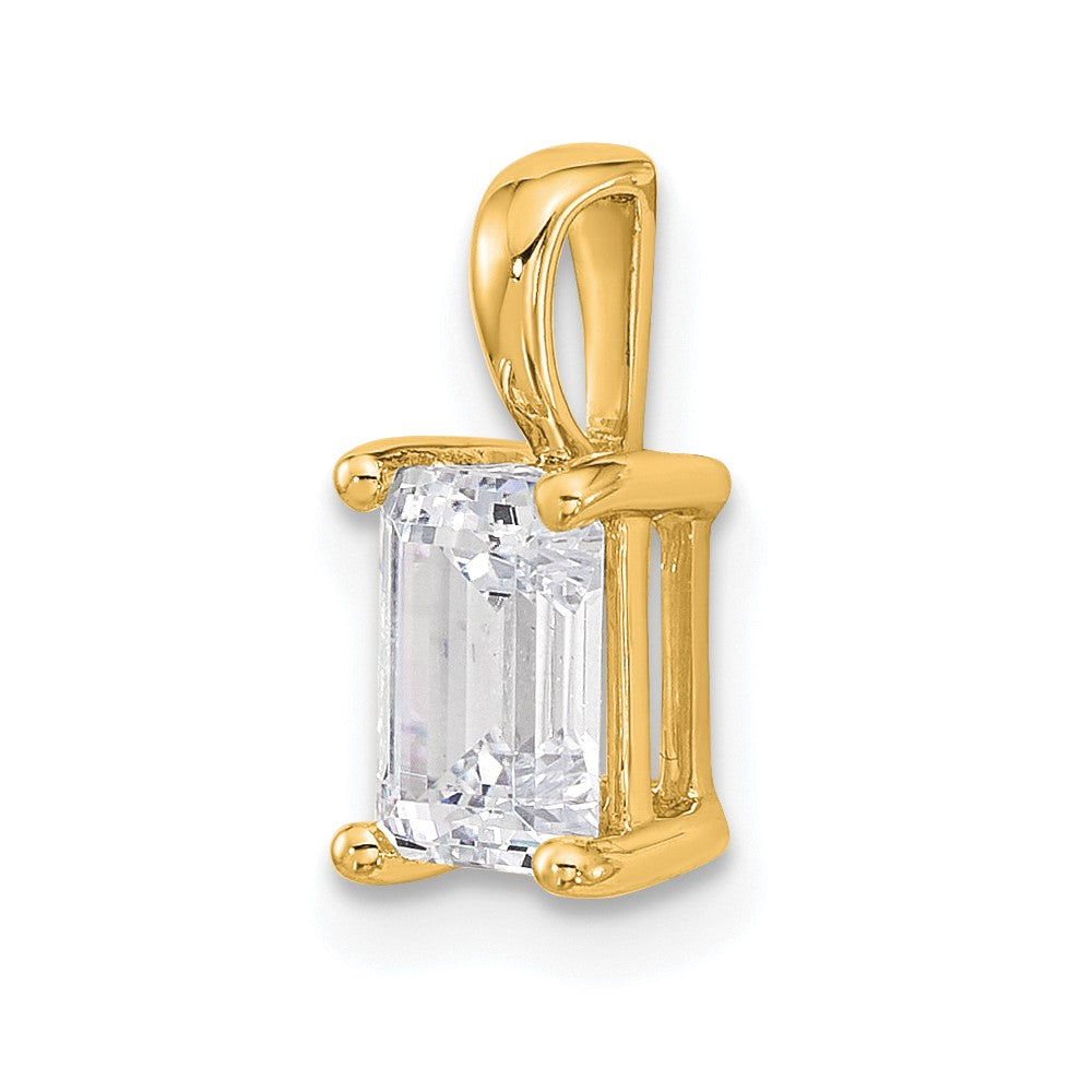 14k 1 carat Lab Grown Diamond VS/SI+ G+ Emerald Complete Four Prong Pendant