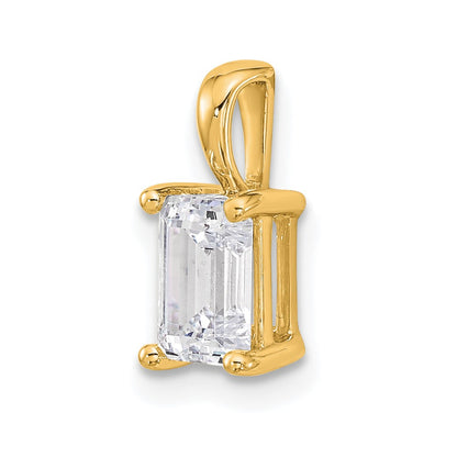 14k 1 carat Lab Grown Diamond VS/SI+ G+ Emerald Complete Four Prong Pendant
