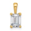 14k 1 carat Lab Grown Diamond VS/SI+ G+ Emerald Complete Four Prong Pendant
