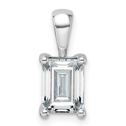 14k White Gold 1 1/2 carat Lab Grown Diamond VS/SI+ G+ Emerald Complete Four Prong Pendant