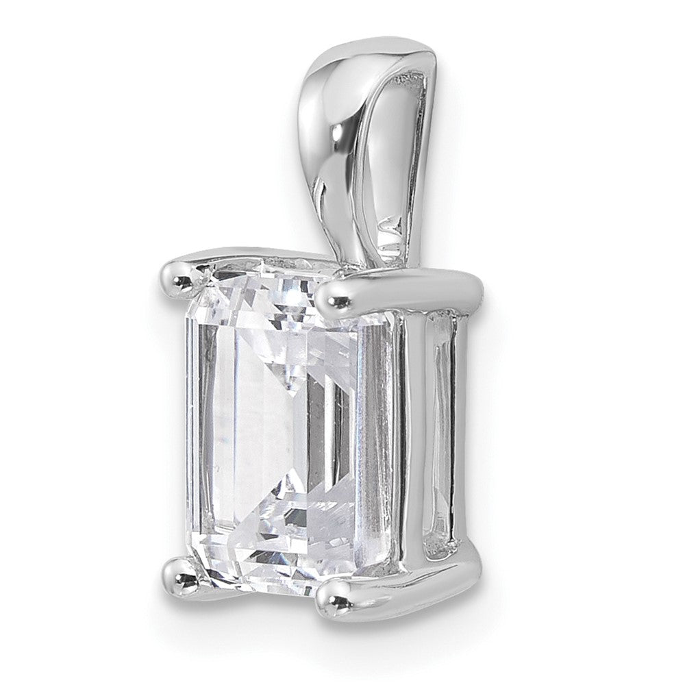 14k White Gold 2 carat Lab Grown Diamond VS/SI+ G+ Emerald Complete Four Prong Pendant