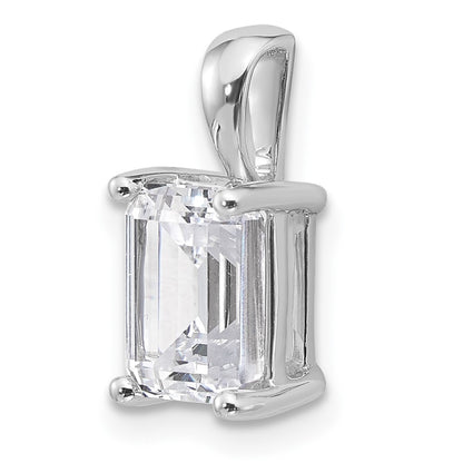 14k White Gold 2 carat Lab Grown Diamond VS/SI+ G+ Emerald Complete Four Prong Pendant