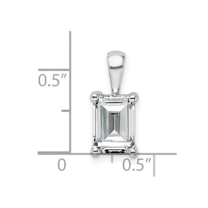 14k White Gold 2 carat Lab Grown Diamond VS/SI+ G+ Emerald Complete Four Prong Pendant