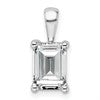 14k White Gold 2 carat Lab Grown Diamond VS/SI+ G+ Emerald Complete Four Prong Pendant