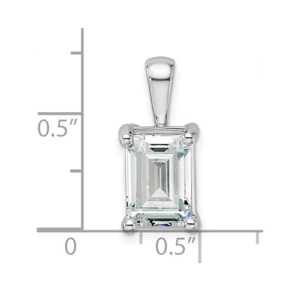 14k White Gold 3 carat Certified Lab Grown Diamond VS+ F+ Emerald Complete Four Prong Pendant