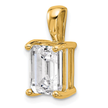14k 3 carat Lab Grown Diamond VS/SI+ G+ Emerald Complete Four Prong Pendant