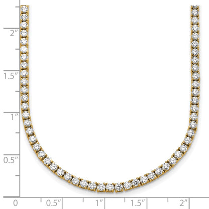 14k 10 carat Lab Grown Diamond VS+ F+ Complete Round 20 inch Straight Tennis Necklace