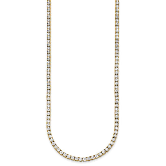 14k 15 carat Lab Grown Diamond VS+ F+ Complete Round 20 inch Straight Tennis Necklace