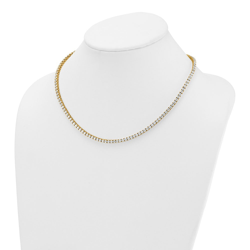 14k 13 1/2 carat Lab Grown Diamond VS+ F+ Complete Round 18 inch Straight Tennis Necklace