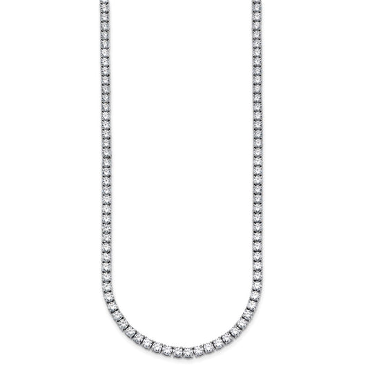 14k White Gold 20 carat Lab Grown Diamond VS+ F+ Complete Round 20 inch Straight Tennis Necklace