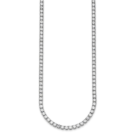 14k White Gold 30 1/2 carat Lab Grown Diamond VS+ F+ Complete Round 20 inch Straight Tennis Necklace