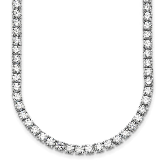 14k White Gold 30 1/2 carat Lab Grown Diamond VS+ F+ Complete Round 20 inch Straight Tennis Necklace