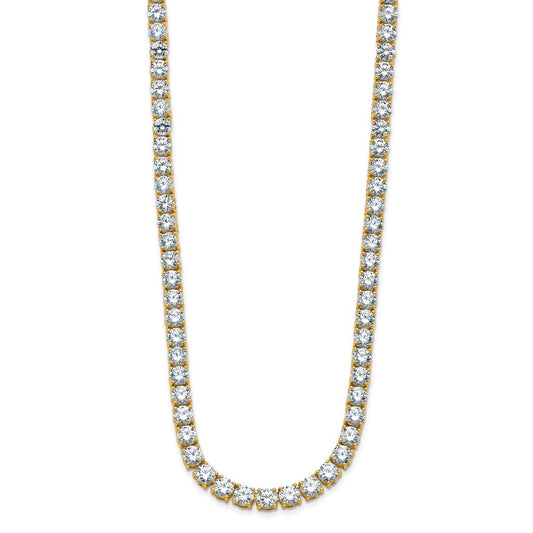 14k 38 1/10 carat Lab Grown Diamond VS+ F+ Complete Round 20 inch Straight Tennis Necklace