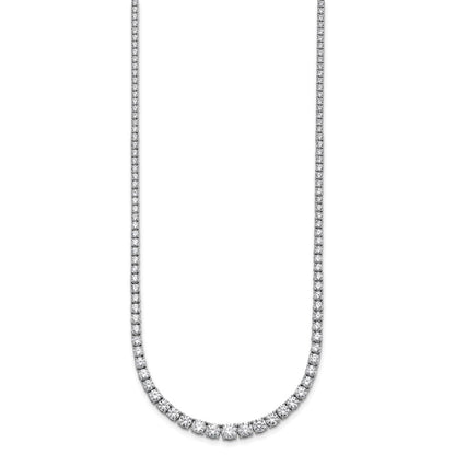 14k White Gold 9 7/8 carat Lab Grown Diamond VS/SI+ G+ Complete Round 18 inch Graduated Tennis Necklace