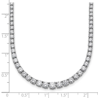 14k White Gold 9 7/8 carat Lab Grown Diamond VS/SI+ G+ Complete Round 18 inch Graduated Tennis Necklace