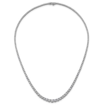 14k White Gold 9 7/8 carat Lab Grown Diamond VS/SI+ G+ Complete Round 18 inch Graduated Tennis Necklace