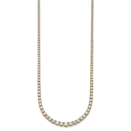 14k 9 7/8 carat Lab Grown Diamond VS+ F+ Complete Round 18 inch Graduated Tennis Necklace