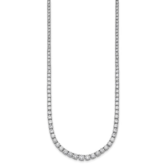 14k White Gold 14 1/2 carat Lab Grown Diamond VS+ F+ Complete Round 18 inch Graduated Tennis Necklace