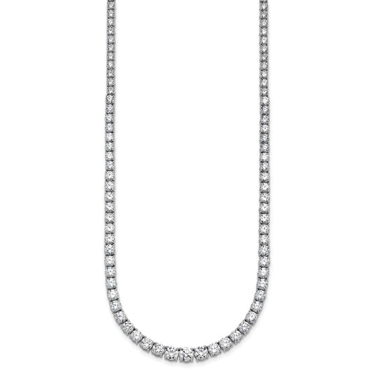 14k White Gold 18 7/8 carat Lab Grown Diamond VS+ F+ Complete Round 18 inch Graduated Tennis Necklace