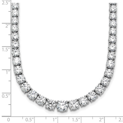14k White Gold 28 1/2 carat Lab Grown Diamond VS/SI+ G+ Complete Round 18 inch Graduated Tennis Necklace