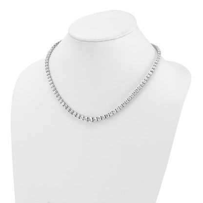 14k White Gold 28 1/2 carat Lab Grown Diamond VS/SI+ G+ Complete Round 18 inch Graduated Tennis Necklace