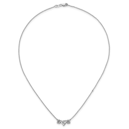 14k White Gold 1 3/8 carat Lab Grown Diamond VS/SI+ G+ Complete 16 inch Three Stone Heart Center Necklace