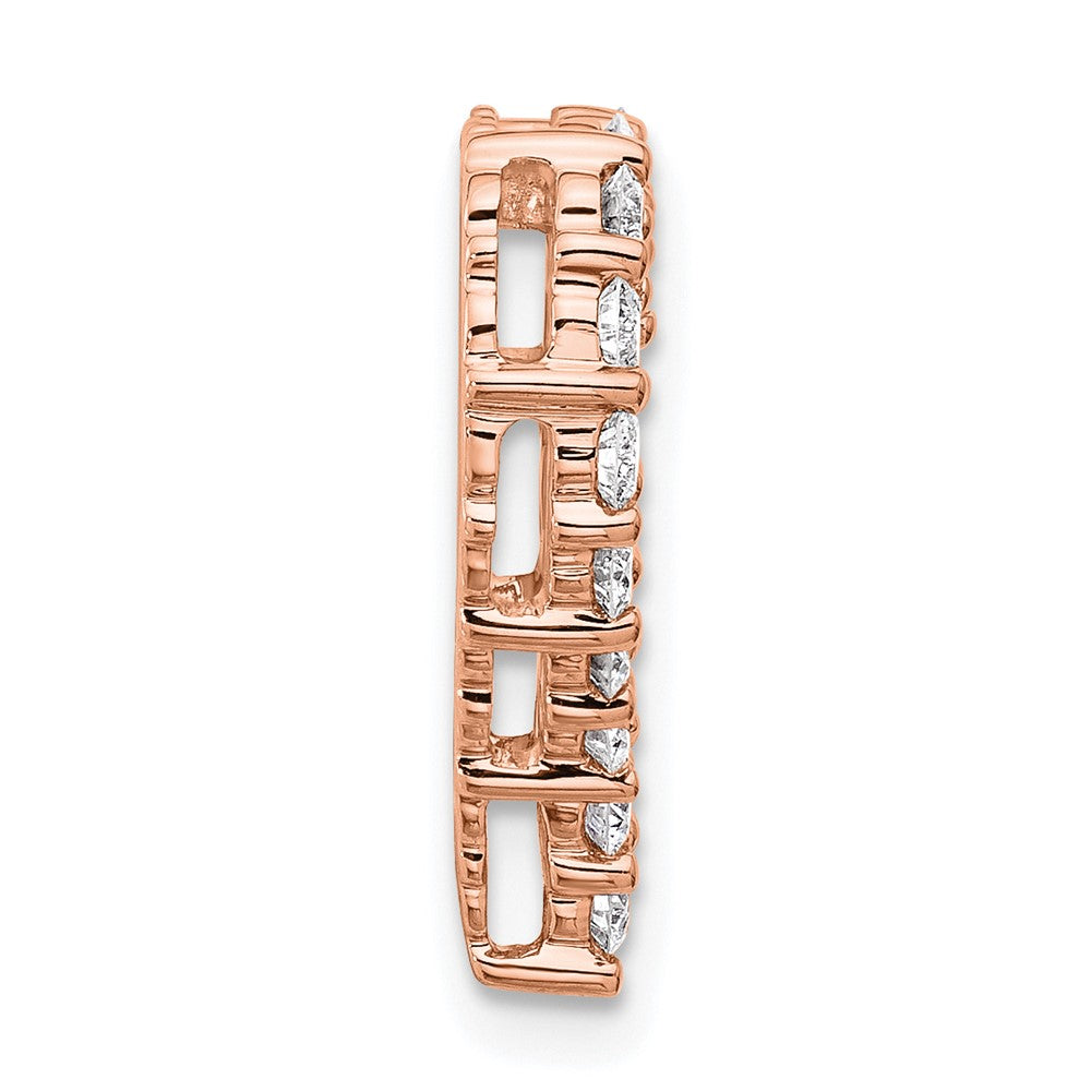 14k Rose Gold 1 carat Lab Grown Diamond VS/SI+ G+ Complete Heart Chain Slide Pendant