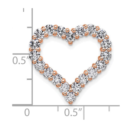 14k Rose Gold 1 1/2 carat Lab Grown Diamond VS/SI+ G+ Complete Heart Chain Slide Pendant